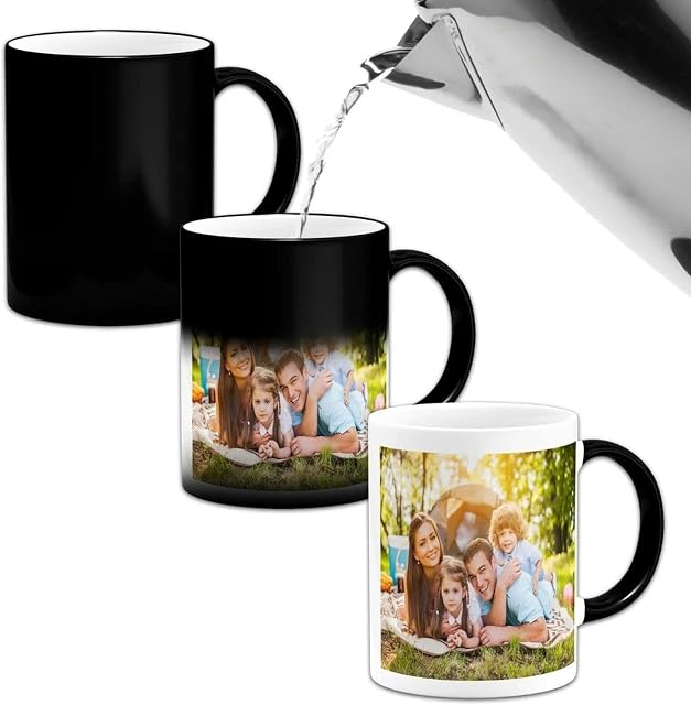 Personalised Magic Mug Custom Colour Changing Cup Black to White Heat Activated Any Image Photo Or Text Printed On onto Your Mug Great Gift