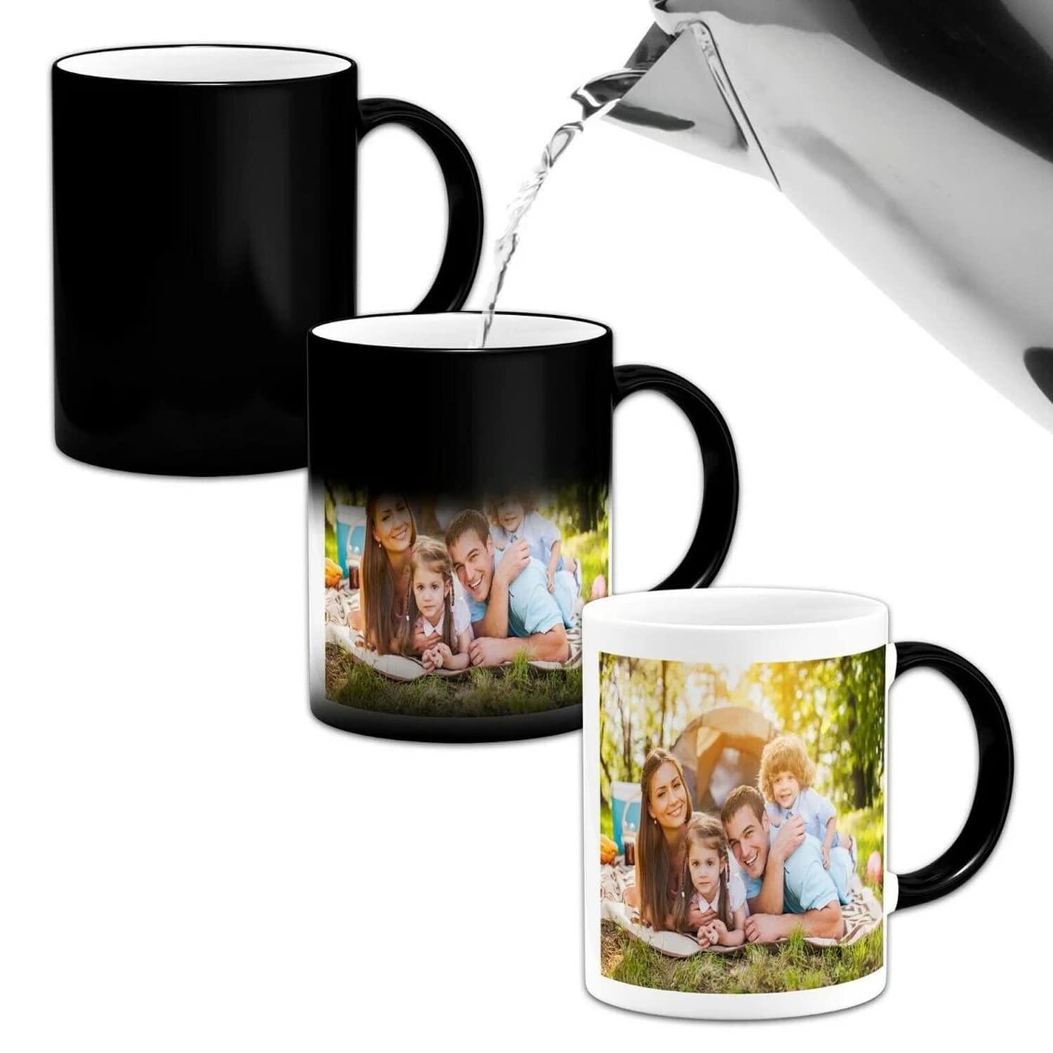 Personalised Magic Mug Custom Colour Changing Cup Black to White Heat Activated Any Image Photo Or Text Printed On onto Your Mug Great Gift