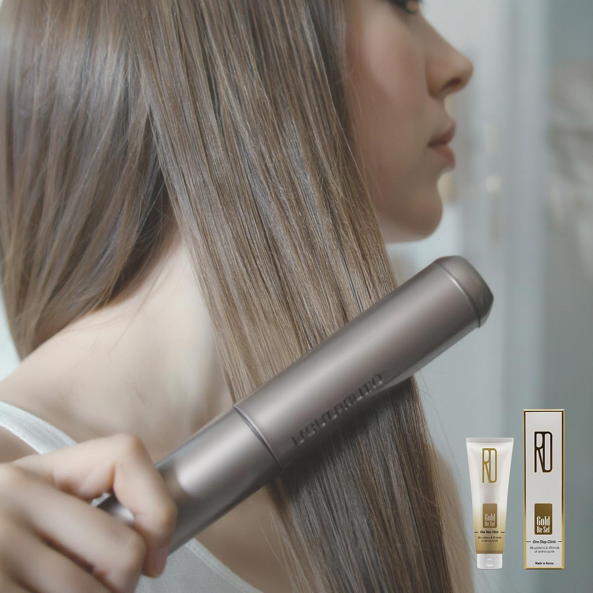 RD SILK Gold Re-Set Hair Instant Softening Treatment 180ml - Live-in Cream for Damaged Chemically Treated Hair Silky Protein for Strengthen Hair Made in Korea (Use Small Amout for Thin Hair)