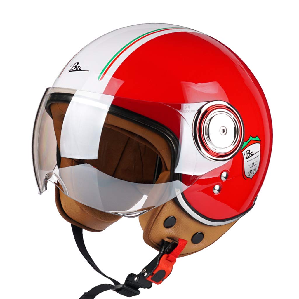 SDKUing Motorcycle Open Face Helmet for Men Women, Half-Face Jet Pilot Scooter Light Breathable Street Sunscreen Retro Moped Helmet DOT Approved Electric Motorcycle Half Helmet