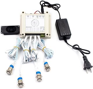 Escape The Room 4 Colors Metal Button Props Press Buttons in Order or in The Same Time to Unlock Control 12V Magnet Lock for Exit Room Game (with Audio, 6 Metal Buttons)