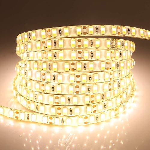 Miniatura 6 de Xunata Tira de luces LED de 16.4 pies, 12 V, 600 unidades SMD 5630, impermeables, flexibles, superbrillantes, 2 veces más brillo que la cinta LED