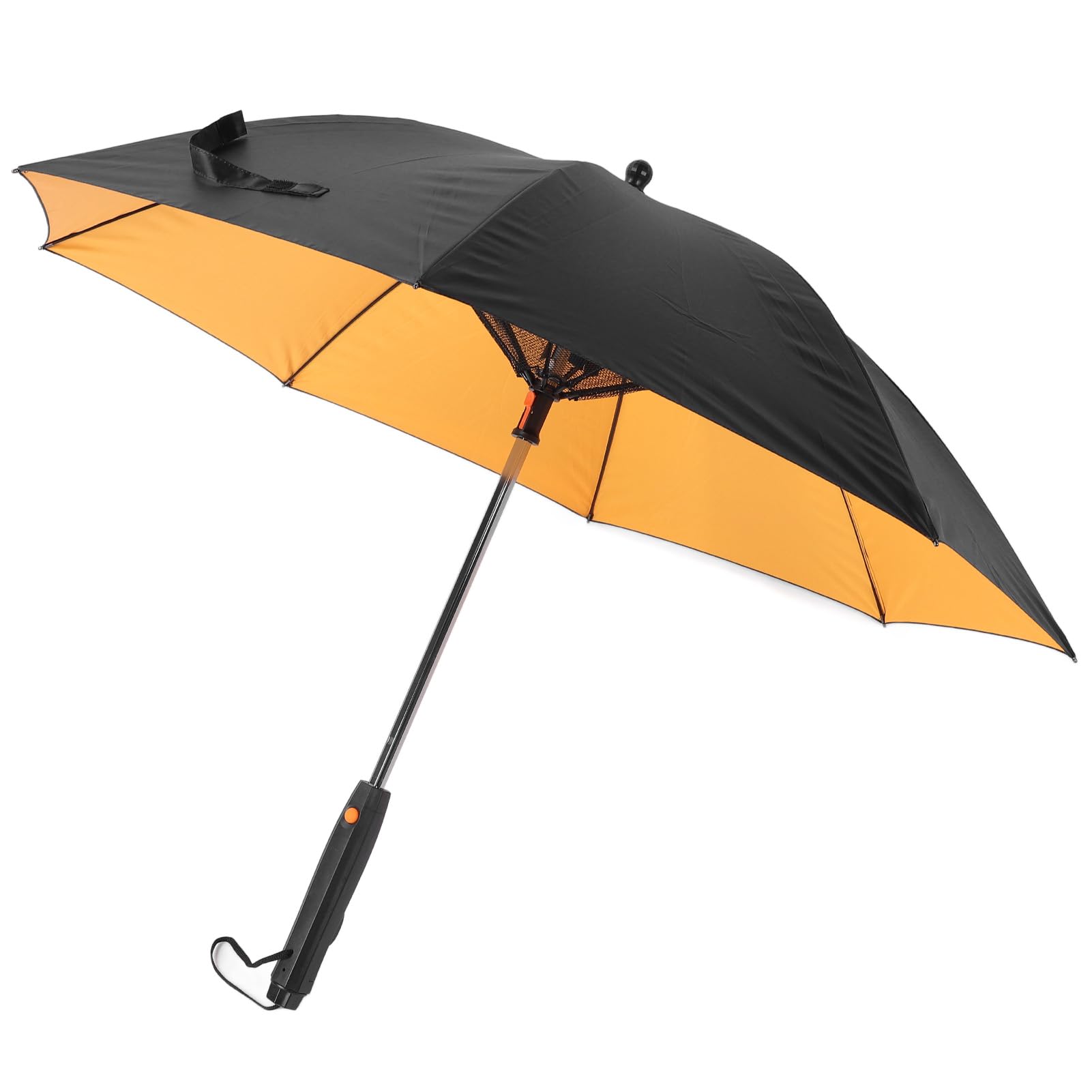 Przenośny Parasol z Wentylatorem i Systemem Zamgławiania na Letnie Podróże, Parasol Chłodzący 190T, Czarna Tkanina Impact