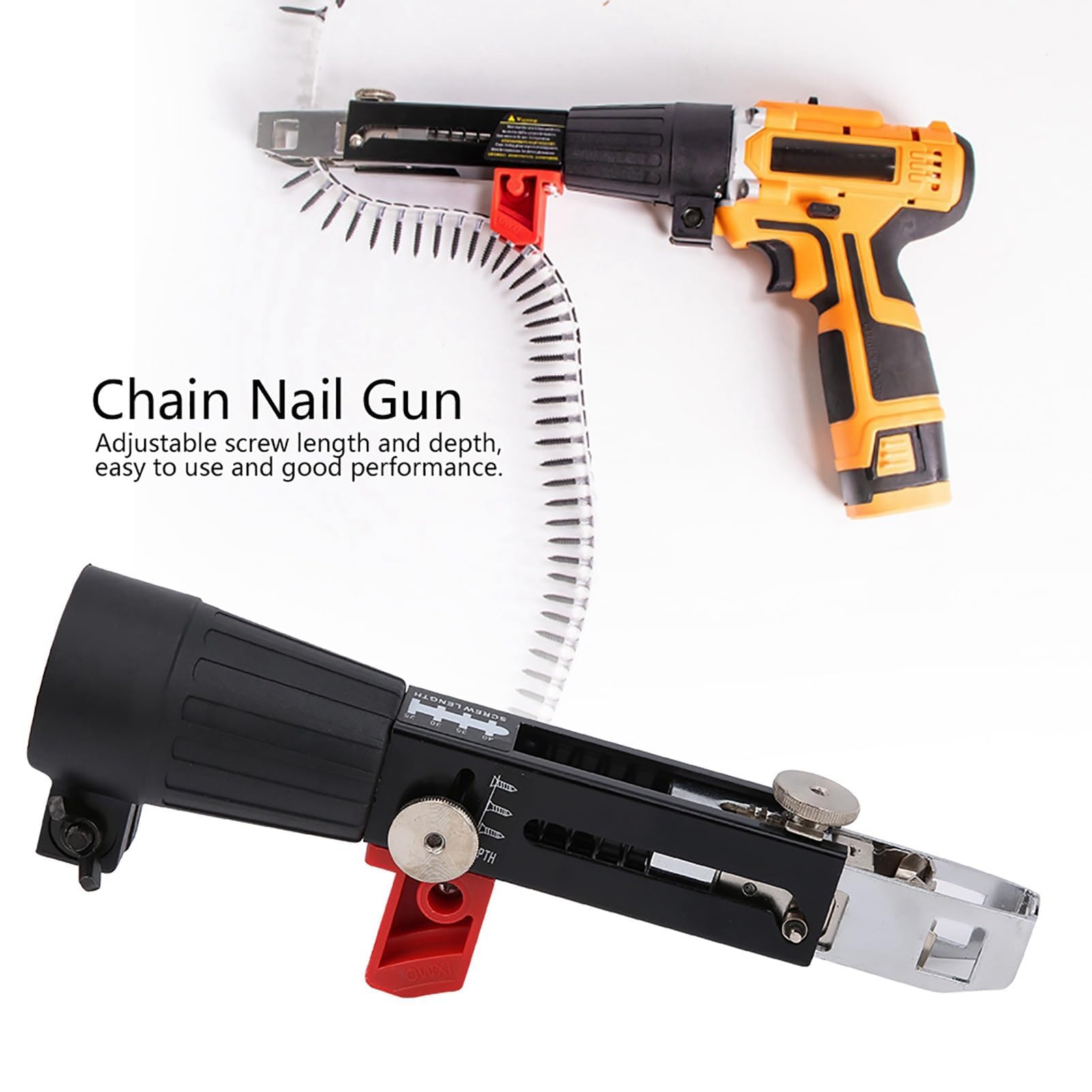 Pistolet à clous à chaîne automatique, outil de travail du bois pour équipement de serrage de vis de forage électrique, alimentation continue et précise des clous, pour panneau de gypse, cloison de sé
