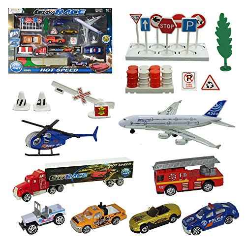 image for Joyin Toy JOYIN City Vehicles Cars Play Set Including 8 Vehicles, Road