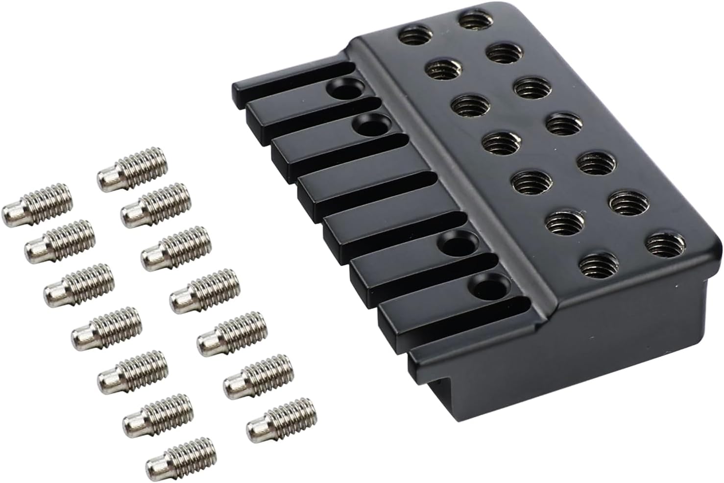 7 String Locking Nut Brass Guitar Bridge String Locks for Headless Electric Guitar Replacement Parts （Matte Black)