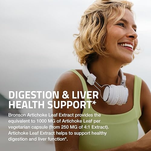 Miniatura 4 de Bronson Hoja de alcachofa extra fuerte apoya la digestión saludable función hepática saludable, sin OMG, 60 cápsulas vegetarianas