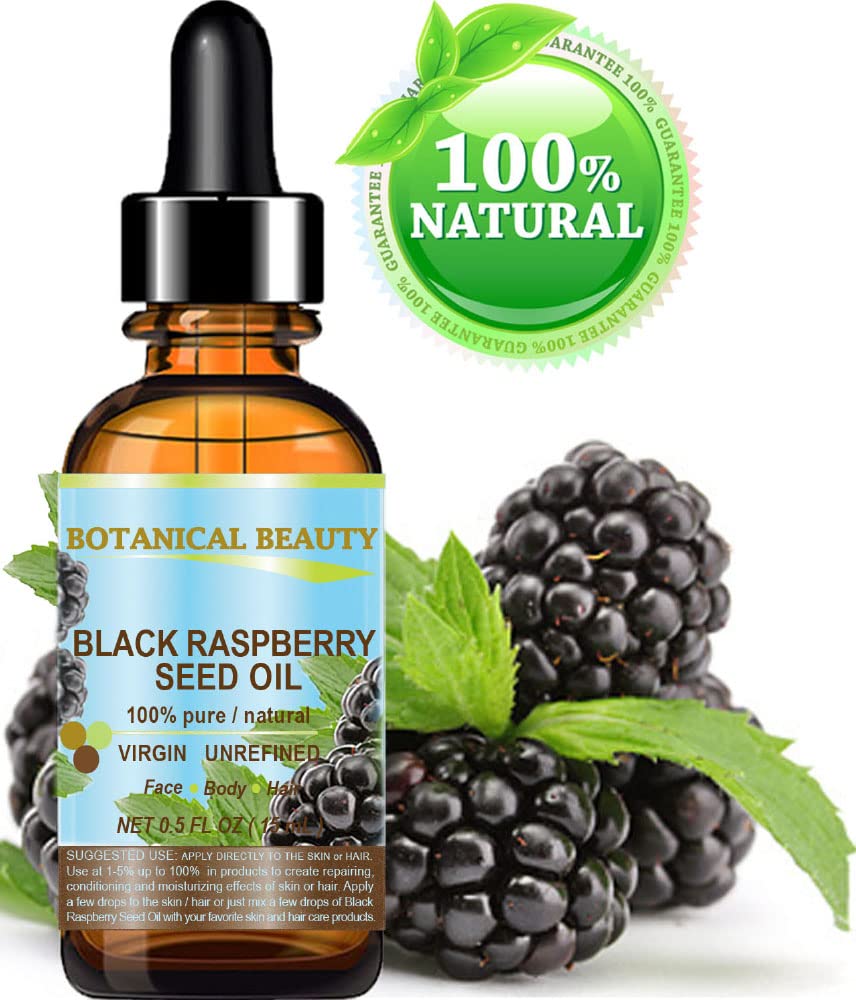 Botanical Beauty BLACK RASPBERRY SEED OIL 100% Pure Natural Undiluted Virgin Unrefined Cold Pressed Carrier Oil for Face, Skin, Hair, Lip, Nails (0.5 Fl Oz 15 ml)