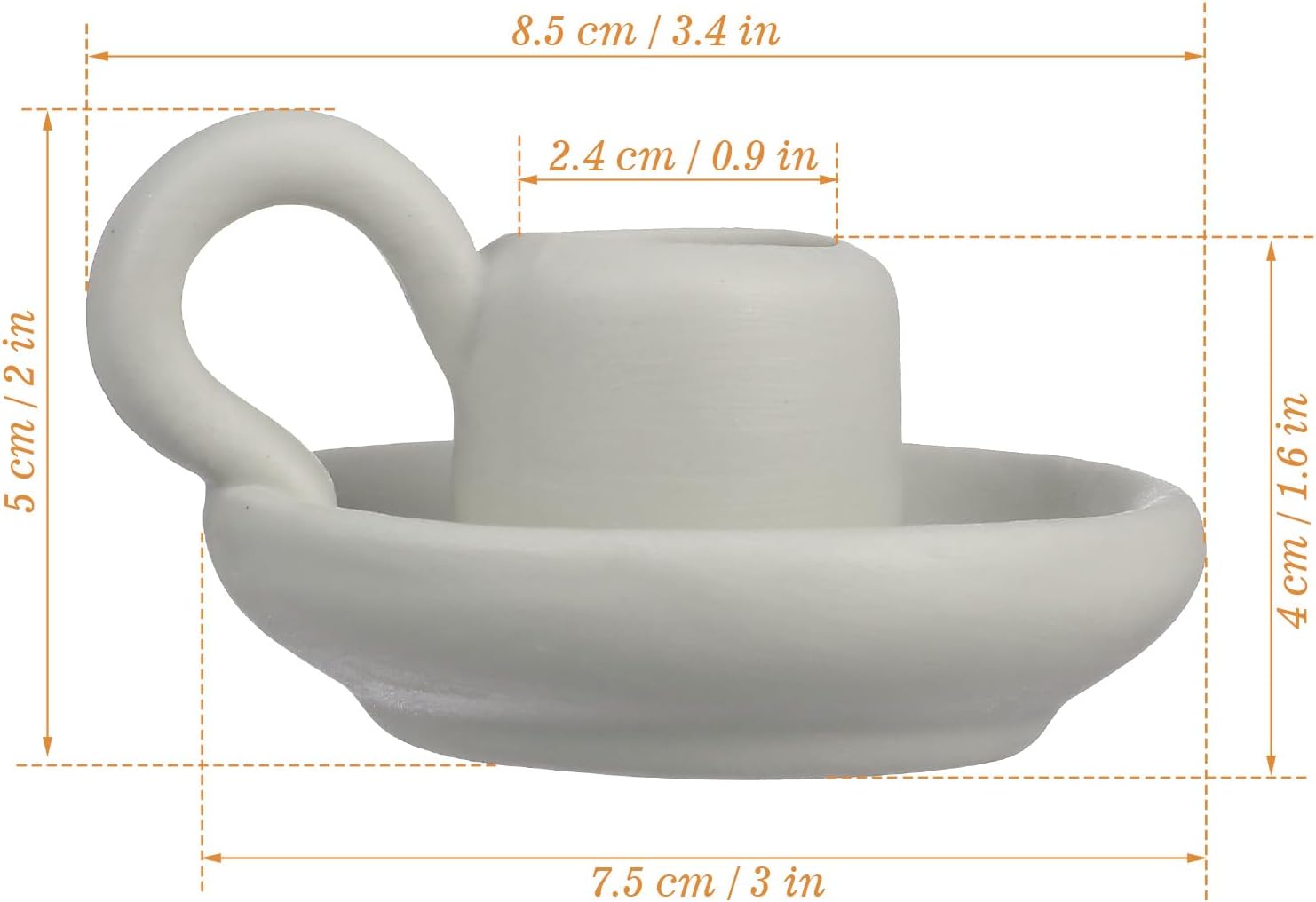 DOITOOL Ceramic Candle Holder with Handle White Taper Candle Holder Nordic Style Ceramic Candlestick Holders for Wedding Halloween Christmas Table Decoration Display (9.5 x 7cm) 2PCS