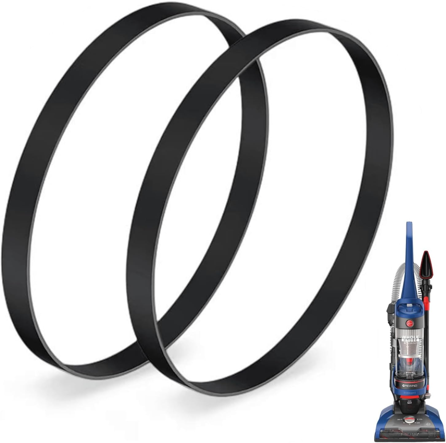 JEDELEOS Replacement Belts 562289001 AH20065 for Hoover Windtunnel T-Series Vacuum, 12.8x457 Flat Non-Stretch Belt Fits Model UH70105 UH70110 UH70120 UH70200 UH70202 UH70205 UH70210 UH72600, Pack of 2