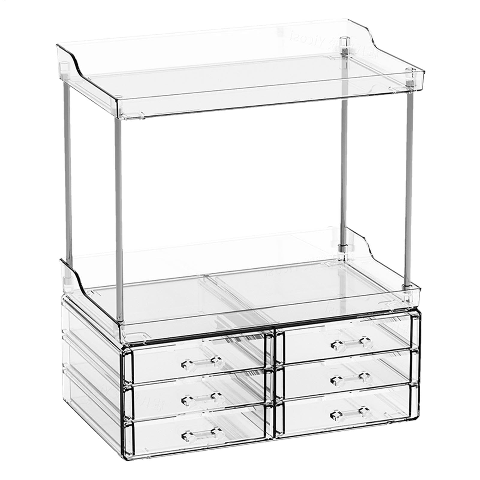 Organisateur De Maquillage Avec Tiroirs Tiroirs Multi-Usages Rangement | Plateau De Rangement À 2 Étages Pour Coiffeuse, Salle De Bain, Maquillage, Parfum, Pinceaux