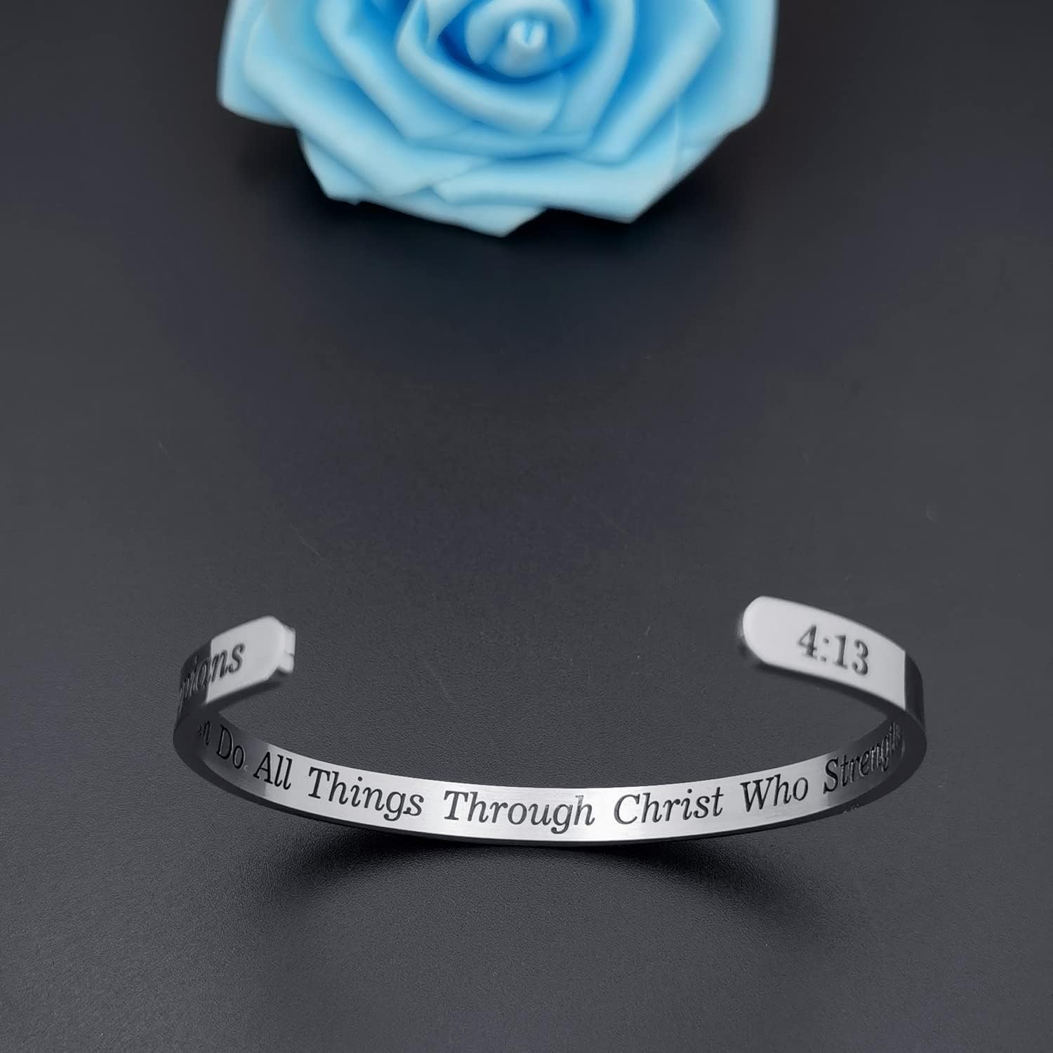 MUERDOU Inspirational Cuff Bracelet Bangle for Women Christian Bible Verse Bracelet Prayer Faith Religious Stainless Steel Bangle Gifts for Her - Image 7