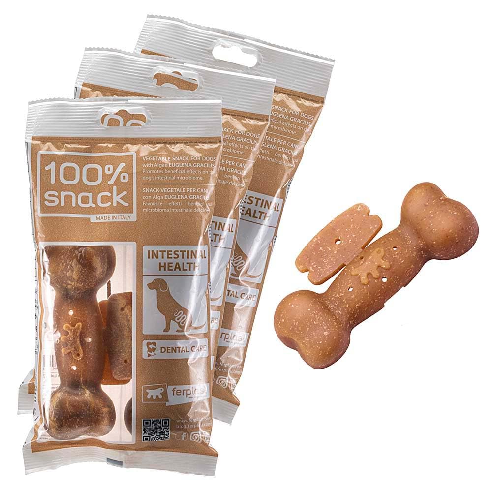 Ferplast Snack Perro Snack Natural para Perro Snack Higiene Oral Talla Grande para la Salud intestinal con Algas Euglena Kit de 3 Paquetes 420 g
