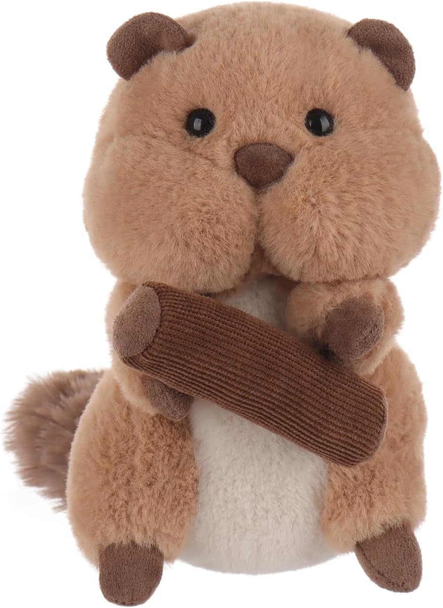 Apricot Lamb Bashful Beaver Plush Stuffed Animals for Kids, Soft Cute Plush Toys for Baby Girl and Boy, Fluffy Bashful Beaver Brown