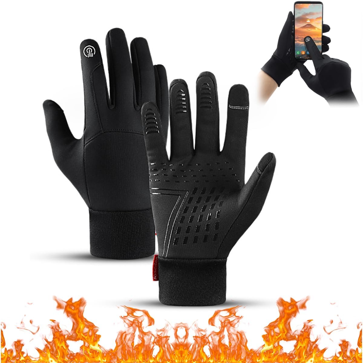 Arcticz Premium Thermo Gloves - Cold Weather, Touch Screen, Waterproof (Black, XL)