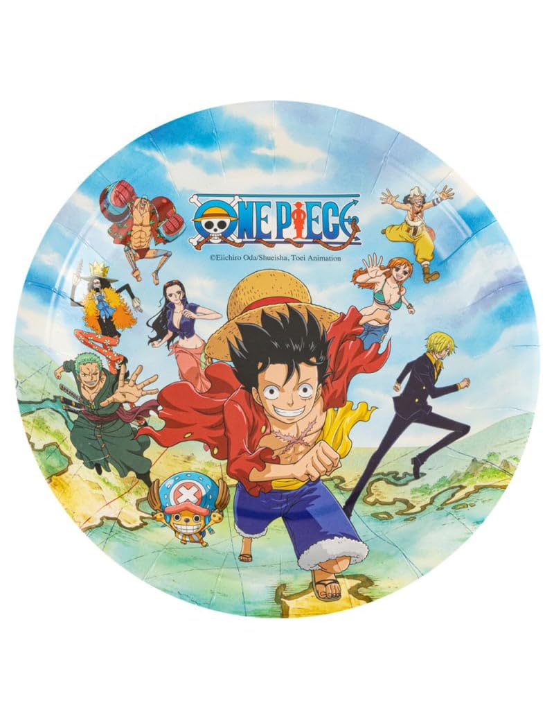 One Piece™ Paper Party Plates – Pack of 8, 23 cm Disposable Themed Paper Plates for Kids’ Birthday Parties & Anime Celebrations