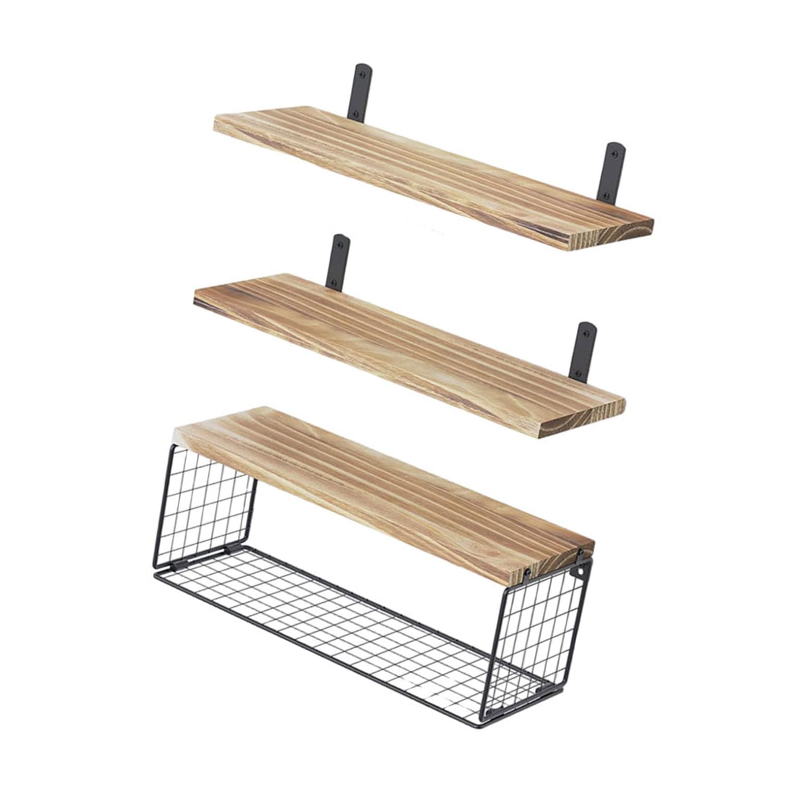 SaryEdge Set of 3 Wall Mounted Floating Shelves - Sturdy Wood Bathroom Storage Solutions, Space-Saving Over Toilet for Home Decor & Essentials,