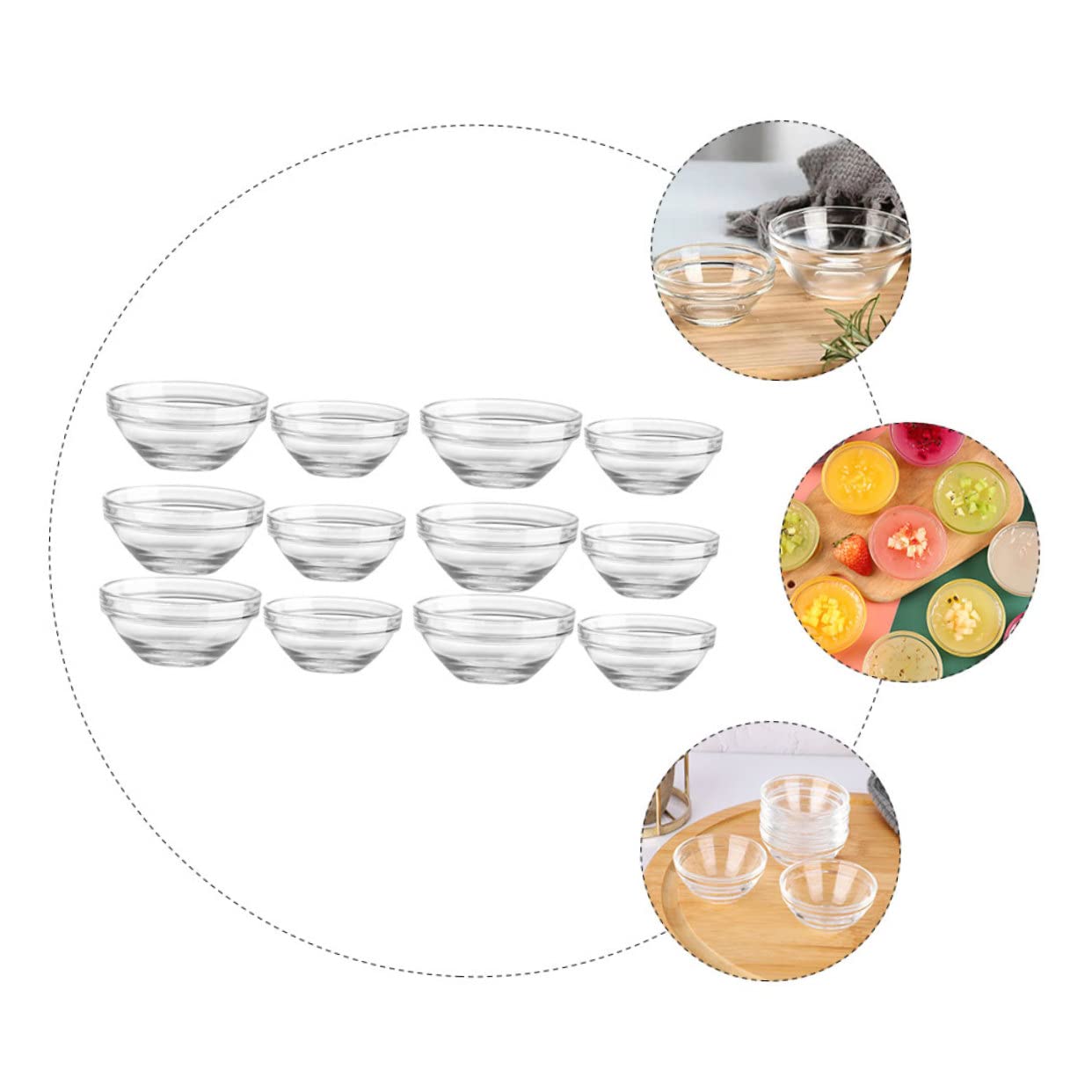 Luxshiny Ciotole di Vetro Rotonde 12 Pezzi per Casa e Cucina