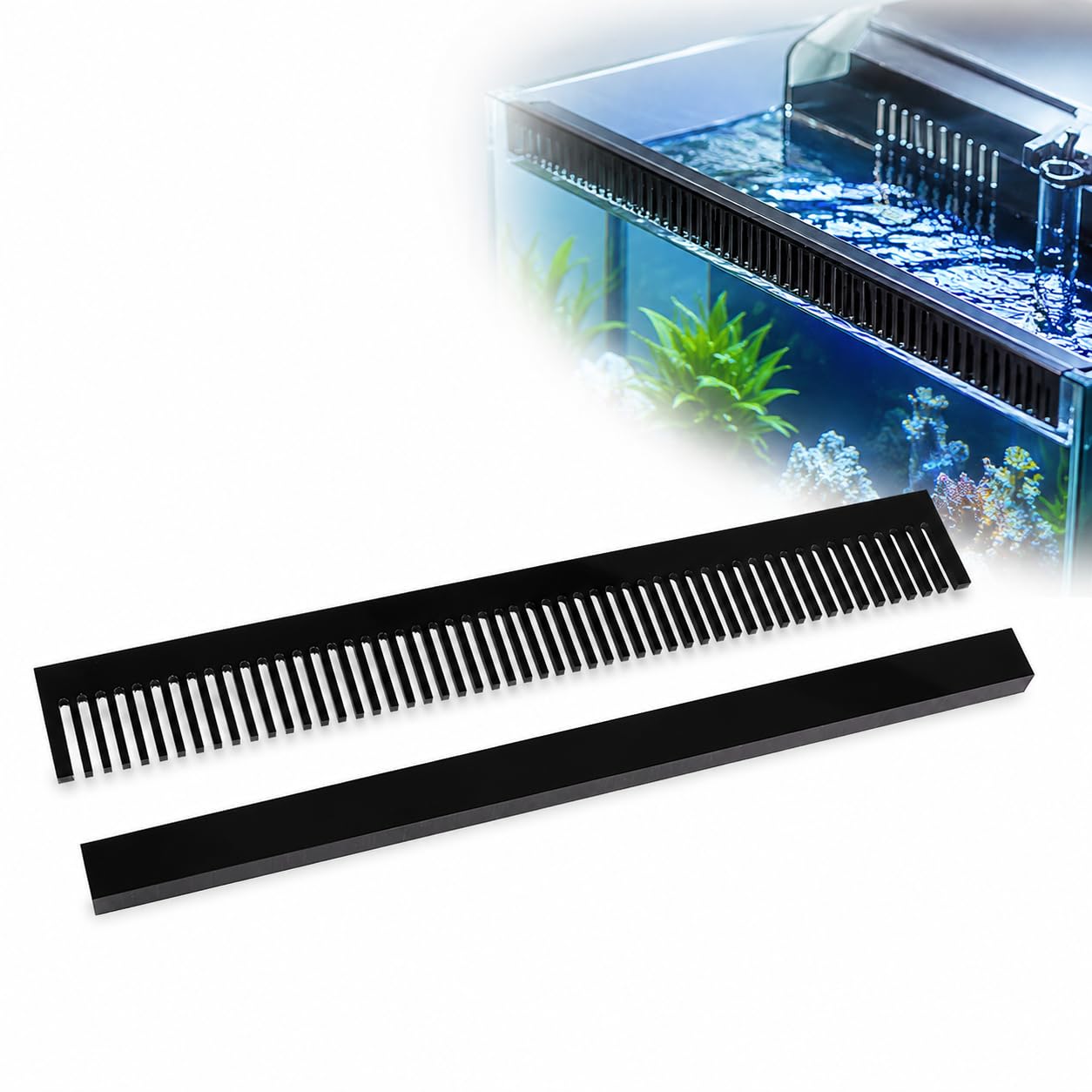 Peine de rebosadero para acuario, 320 mm, extraíble, peine para a...
