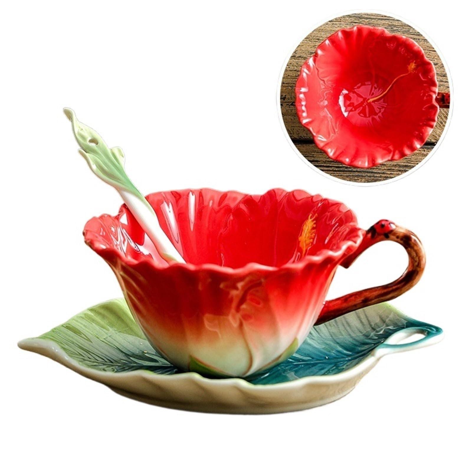 Kaffeetasse Untertasse Sets 180ML Becher Tee Kaffeetasse Untertasse Set Home Office Keramik Teetasse Trinkset(Color2)