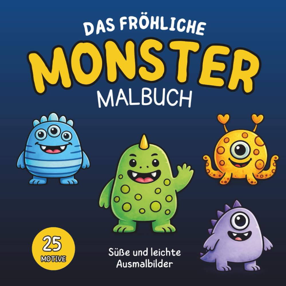 Das fröhliche Monster Malbuch: Niedliche Monster im Kawaii-Stil für Kinder und Erwachsene – Liebevoll gestaltete Ausmalbilder im Bold-and-Easy-Stil ... und extra dicken Linien für maximalen Malspaß