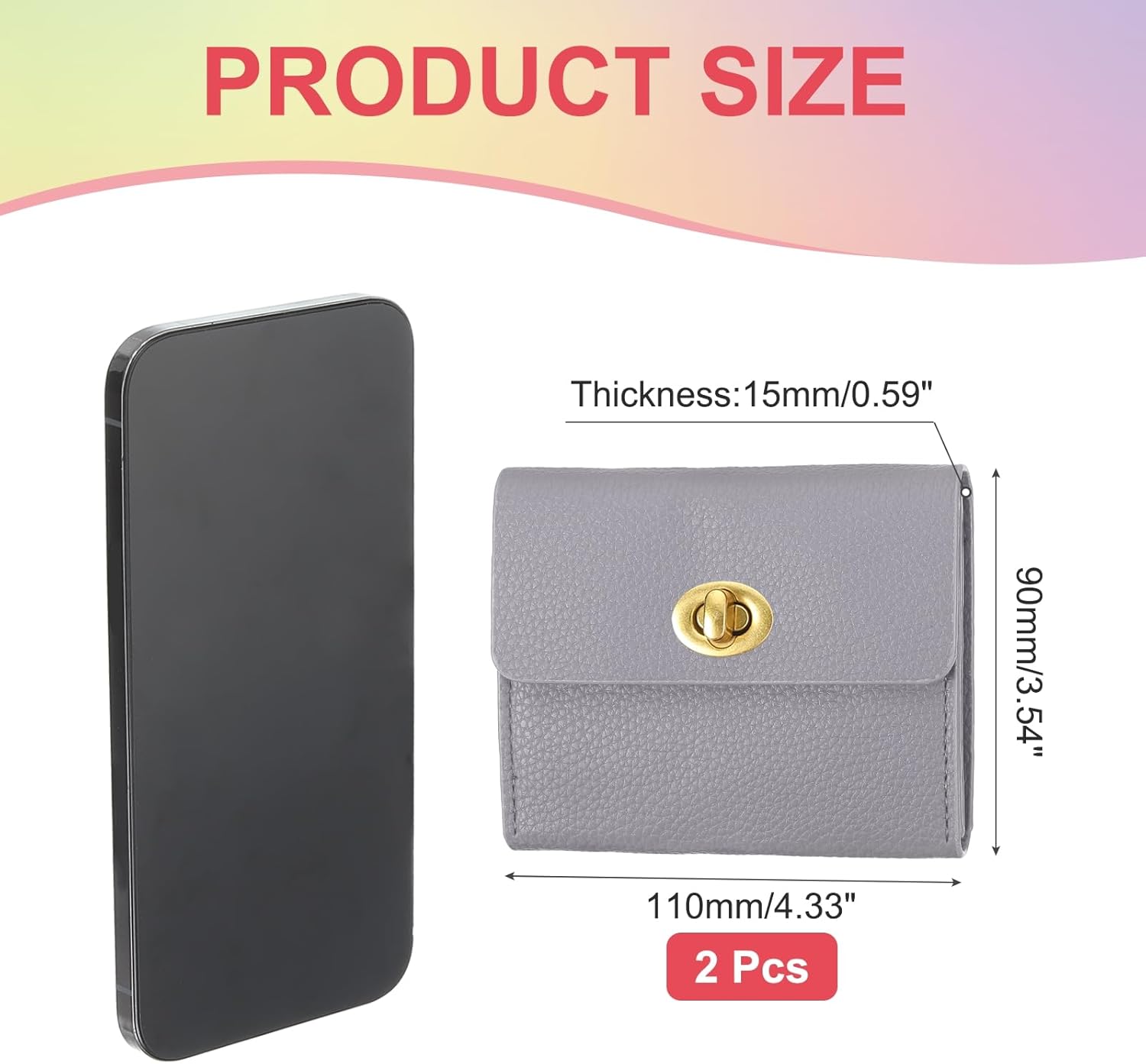 PATIKIL 2 Pcs Small Leather Wallets for Women with Metal Buckle, Stylish Card Holder Wallet Card Case Coin Purse for Cash Business Men and Women, Purple - Image 2