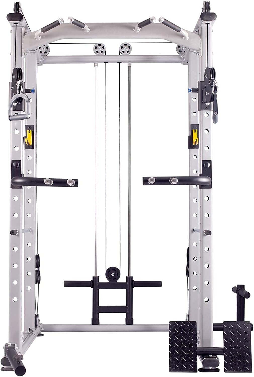 Mikolo Multi-Function Power Cage, 1200 lbs Commercial Weight Cage with Cable Crossover Machine, J-Hooks, Landmine, T-Bar, Dip Bars, Barbell Holder, and Other Attachments(2021 New Version) : Sports & Outdoors