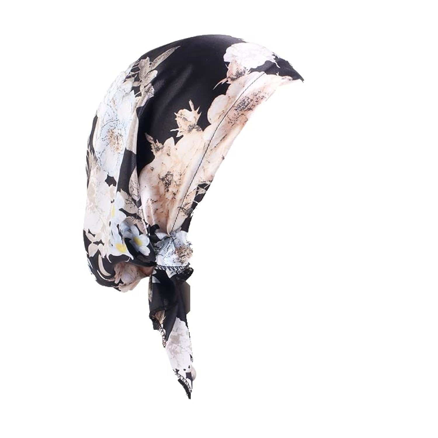 Chemo Headwear Women UK Beanie Scarf Soft Satin Floral Head Wraps Alopecia Bandana Head Cover Black