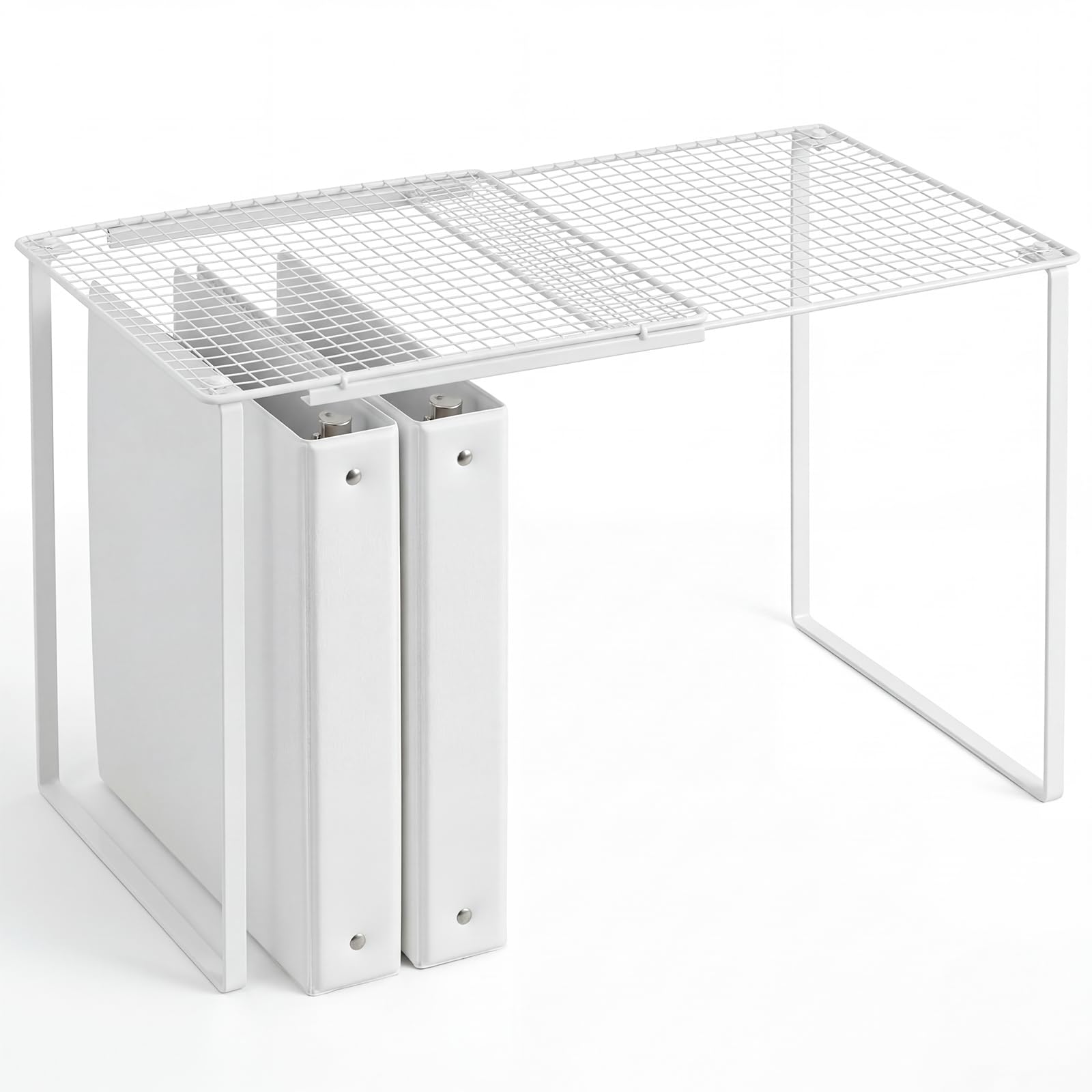 Photo 1 of Colarr Metal Locker Organizer Shelf Adjustable to 10.6-15 Inches in Length for School Classroom Office Gym Lockers Home Storage (White)