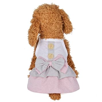 JINYEXUAN Small Dog Bow Dress Cute Puppy Pet Cotton Skirt Clothes for Summer