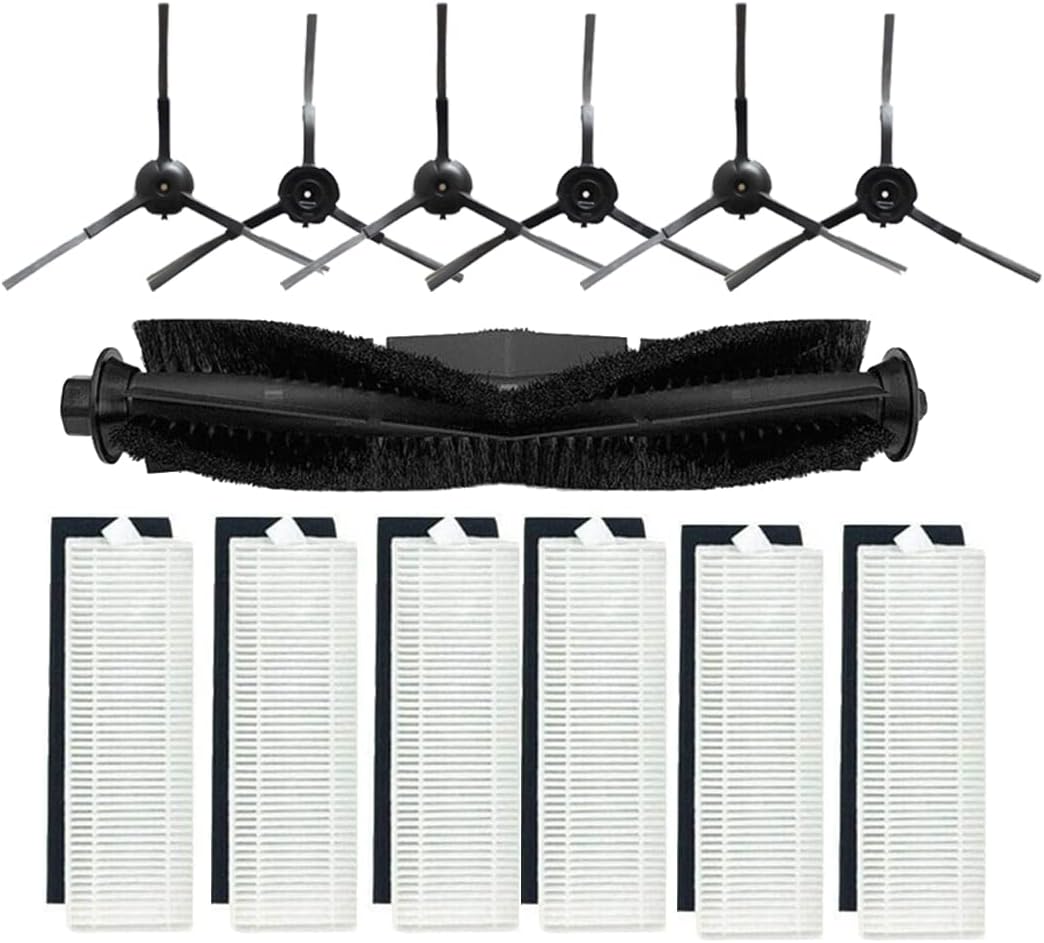 Vacuum Cleaner Kit Replacement for Proscenic M7 Pro, Uoni V980MAX, HONITURE Q6, Kyvol Cybovac S31 Robot Vacuum Cleaner, Include 1 Main Roller Brush 6 HEPA Filter 6 Side Brush (13Pack)