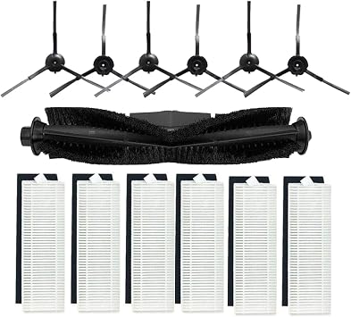 Vacuum Cleaner Kit Replacement for Proscenic M7 Pro, Uoni V980MAX, HONITURE Q6, Kyvol Cybovac S31 Robot Vacuum Cleaner, Include 1 Main Roller Brush 6 HEPA Filter 6 Side Brush 13Pack
