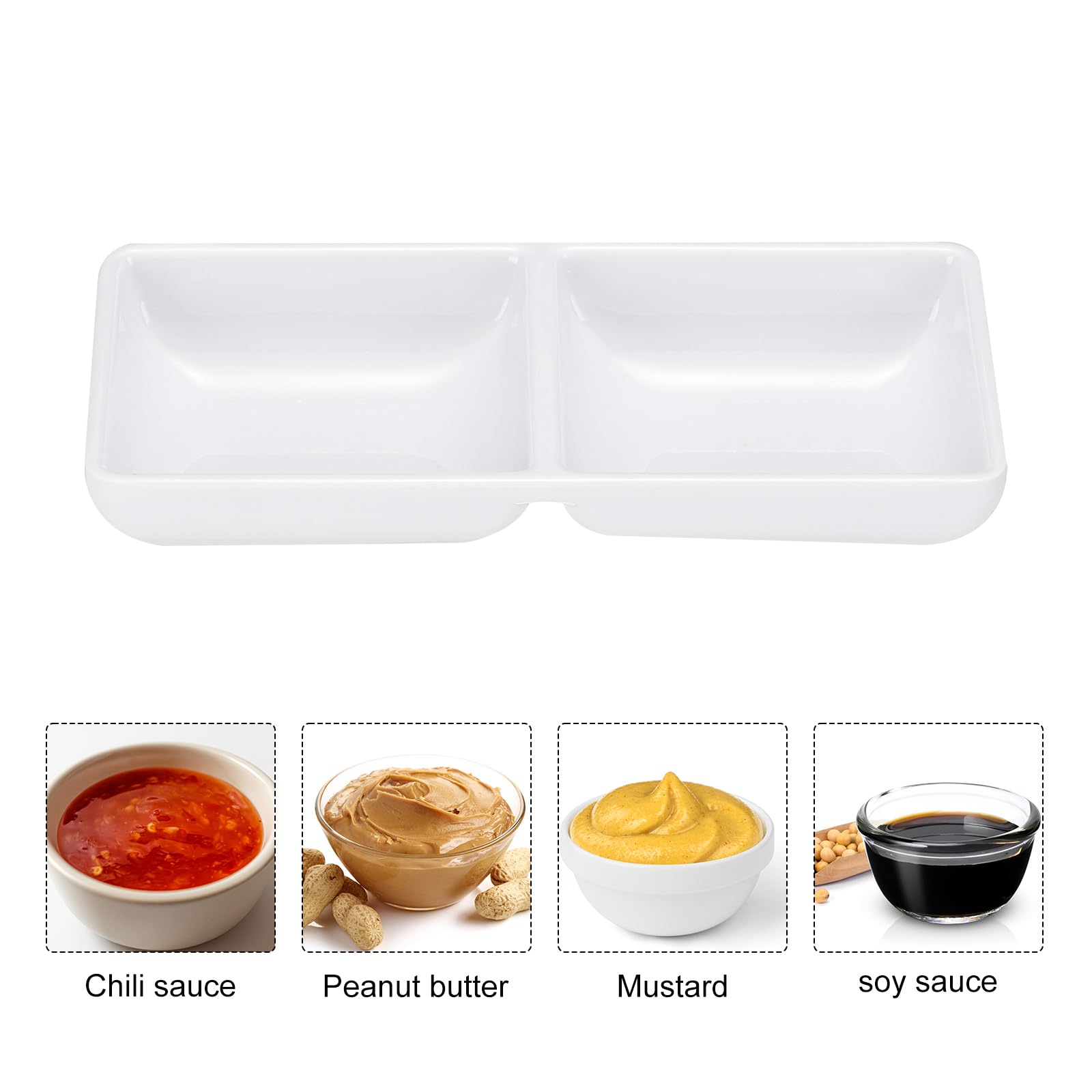 12-Piece Square Dipping Bowls Set - Small White Resin Serving Dishes For Condiments, Snacks, BBQ & Parties