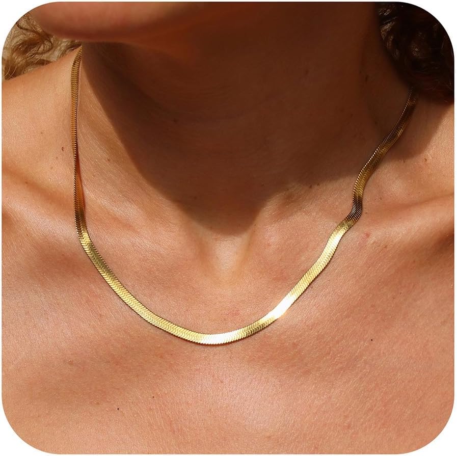 TurandossGold Chain Necklace for Women Trendy - Dainty 14K Real Gold Plated Cuban Necklace Snake Necklace Disc Chain Necklace Gold Multi Layered Paperclip Chain Necklace Gold Jewelry Gifts for Women