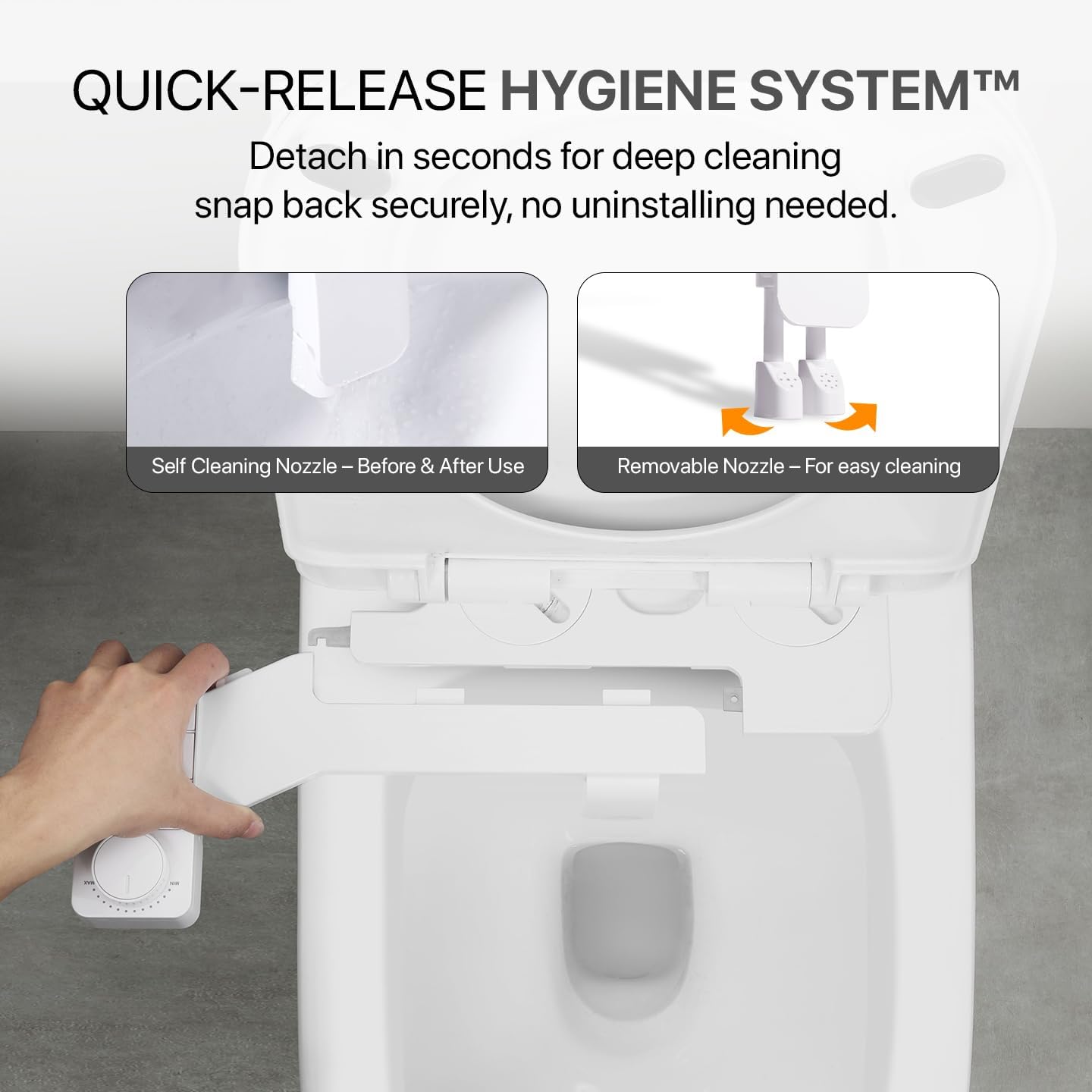 Bidet Attachment for Toilet – Dual Nozzle Front & Rear Wash, Self-Cleaning, Adjustable Water Pressure Dial, Non-Electric, Ultra-Slim, Fits Round & Elongated Toilets, Easy 8-Min Install | by ZeroTouch
