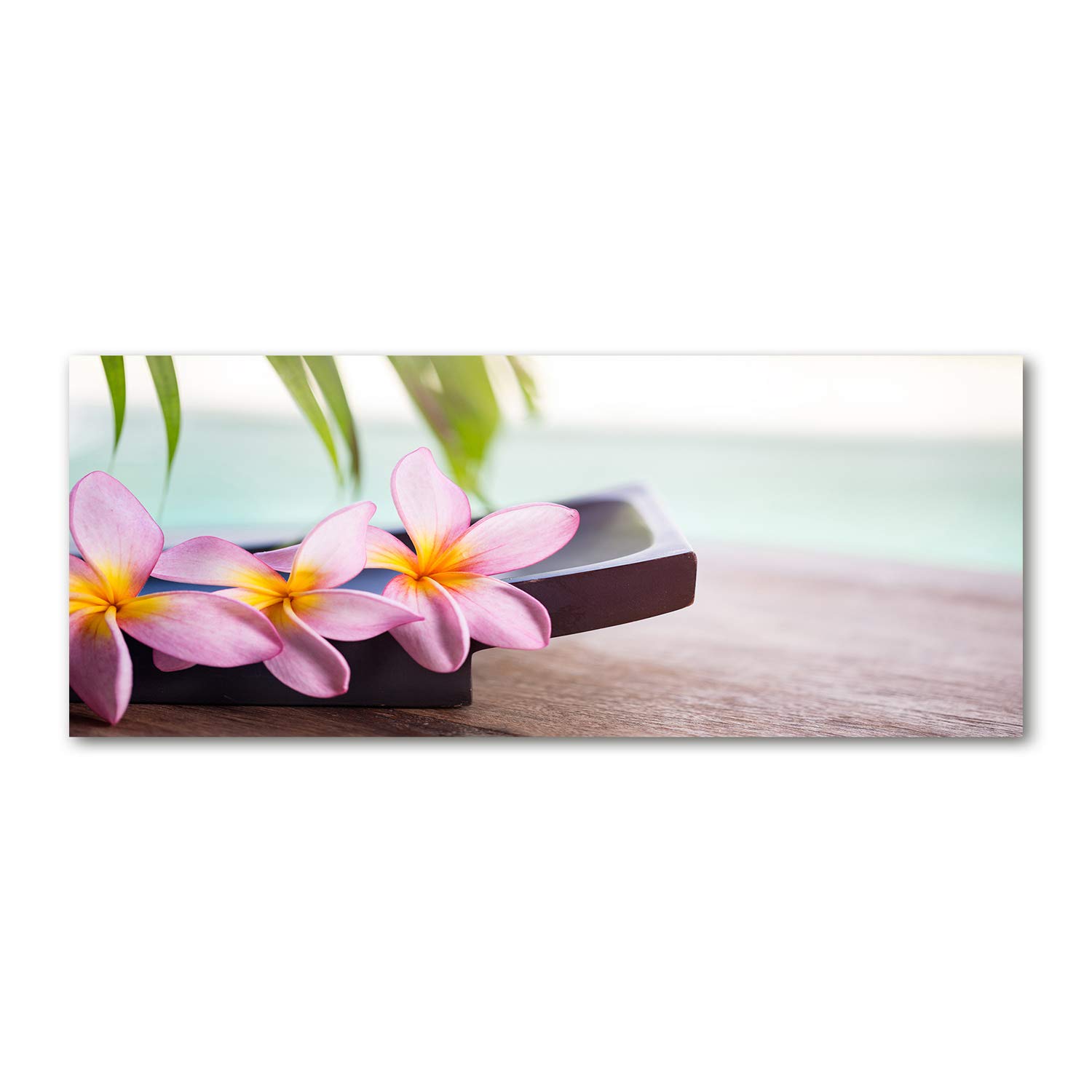 Fond de hotte verre 125x50cm plumeria splashback cuisine rose - 8