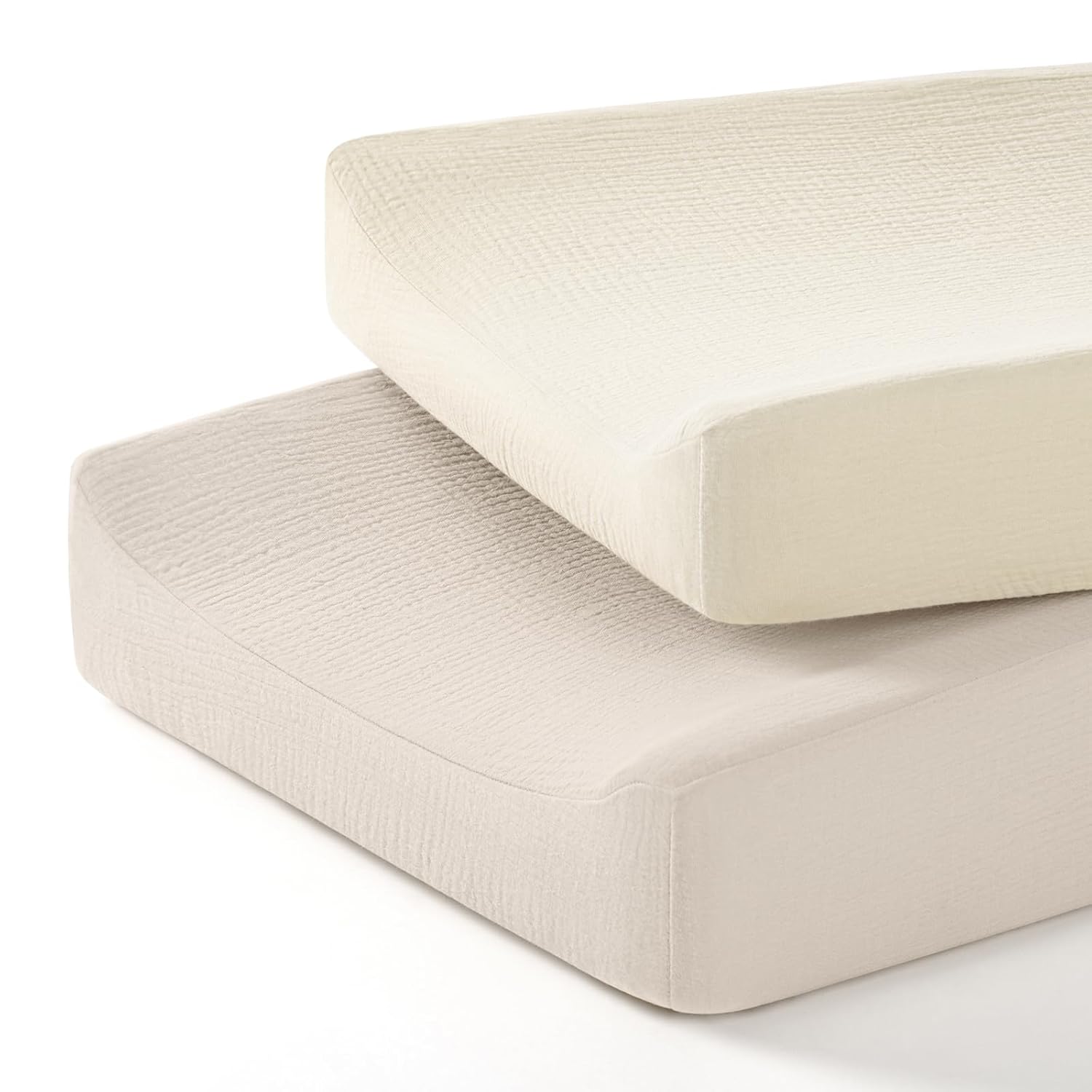 lulumoon Baby Changing Pad Cover: Muslin Diaper Changing Table Pad Cover - Changing Pad Sheets for Girls Boys S-White&Cream