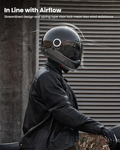 Miniatura 4 de ILM Cascos de motocicleta de fibra de carbono ligeros de cara completa con estilo retro para hombres y mujeres DOT Modelo F611 (CarbonFiber3K,XXL)