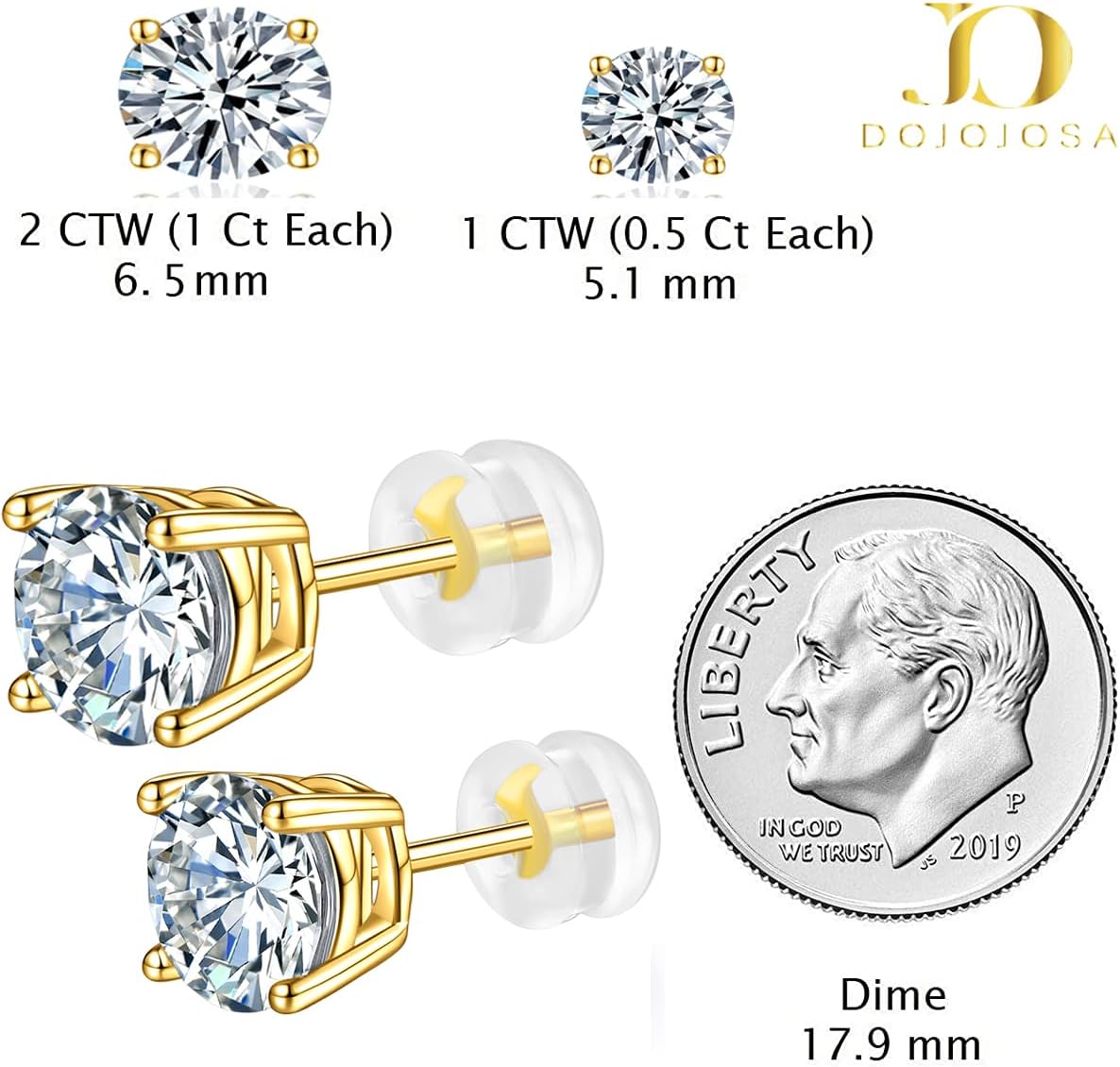 Moissanite Stud Earrings 925 Sterling Silver Lab Created Earrings for Women Men DOJOJOSA Jewelry Gifts - Image 3