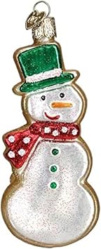 Old World Christmas Snowman Sugar Cookie Glass Blown Ornament for Christmas Tree, Handcrafted Holiday Decoration, Snowman Collection