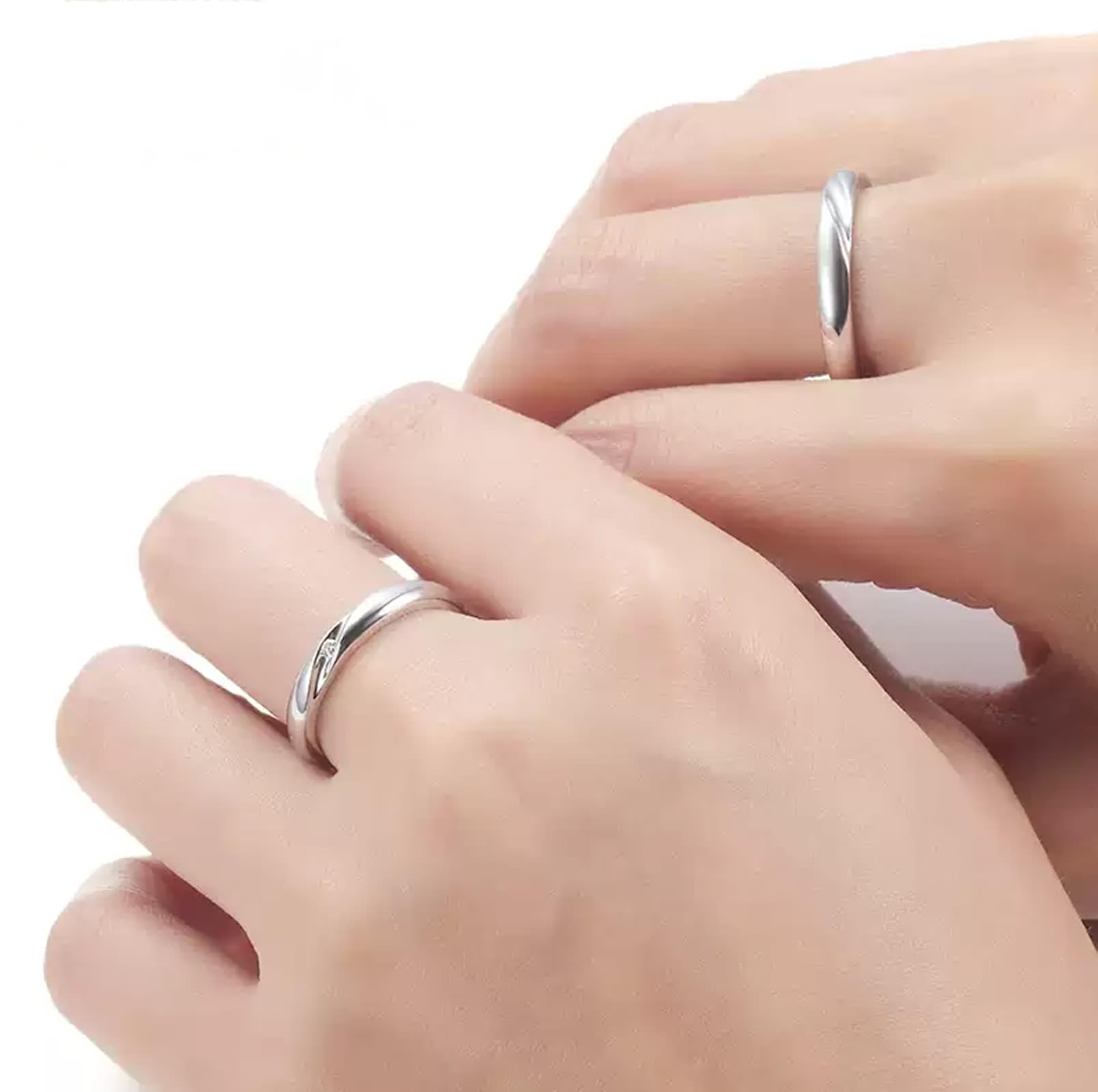 Wycian Anillos Boda Hombre Anillos Mujer Plata Oro Blanco de 14 Quilates Polaco Talla 20 Sólido No Chapado Moda para Hermana Cumpleaños Joyas