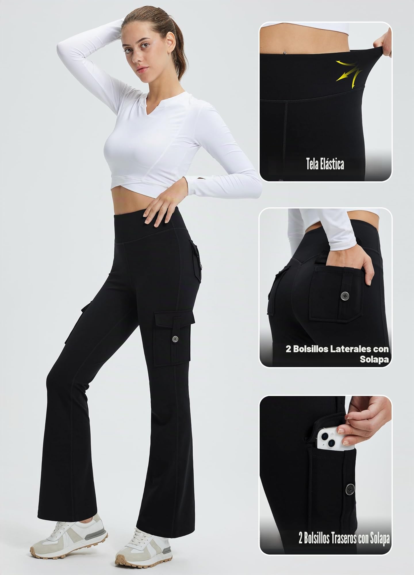 Libin Pantalones Cargo Térmicos Mujer Invierno Corte CampanaYoga Sports Leggings Impermeable Térmicos Senderismo Montaña Esquí Deportivos Trabajo Bootcut Chándal con Bolsillos