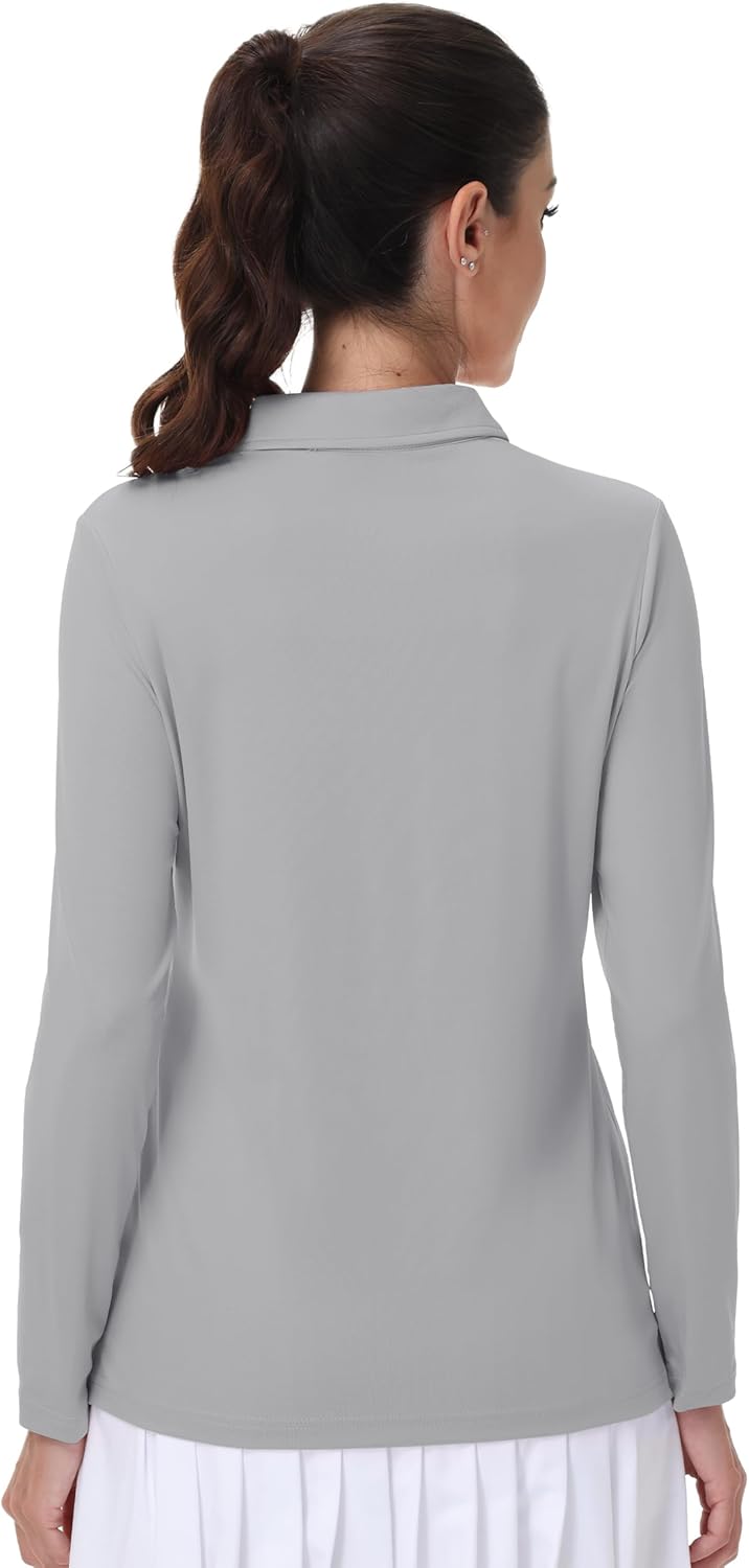MAGCOMSEN Women's Polo Shirts Long Sleeve Golf Shirt Quick Dry UPF 50+ Sun Protection Lightweight Tennis Shirts - Image 2