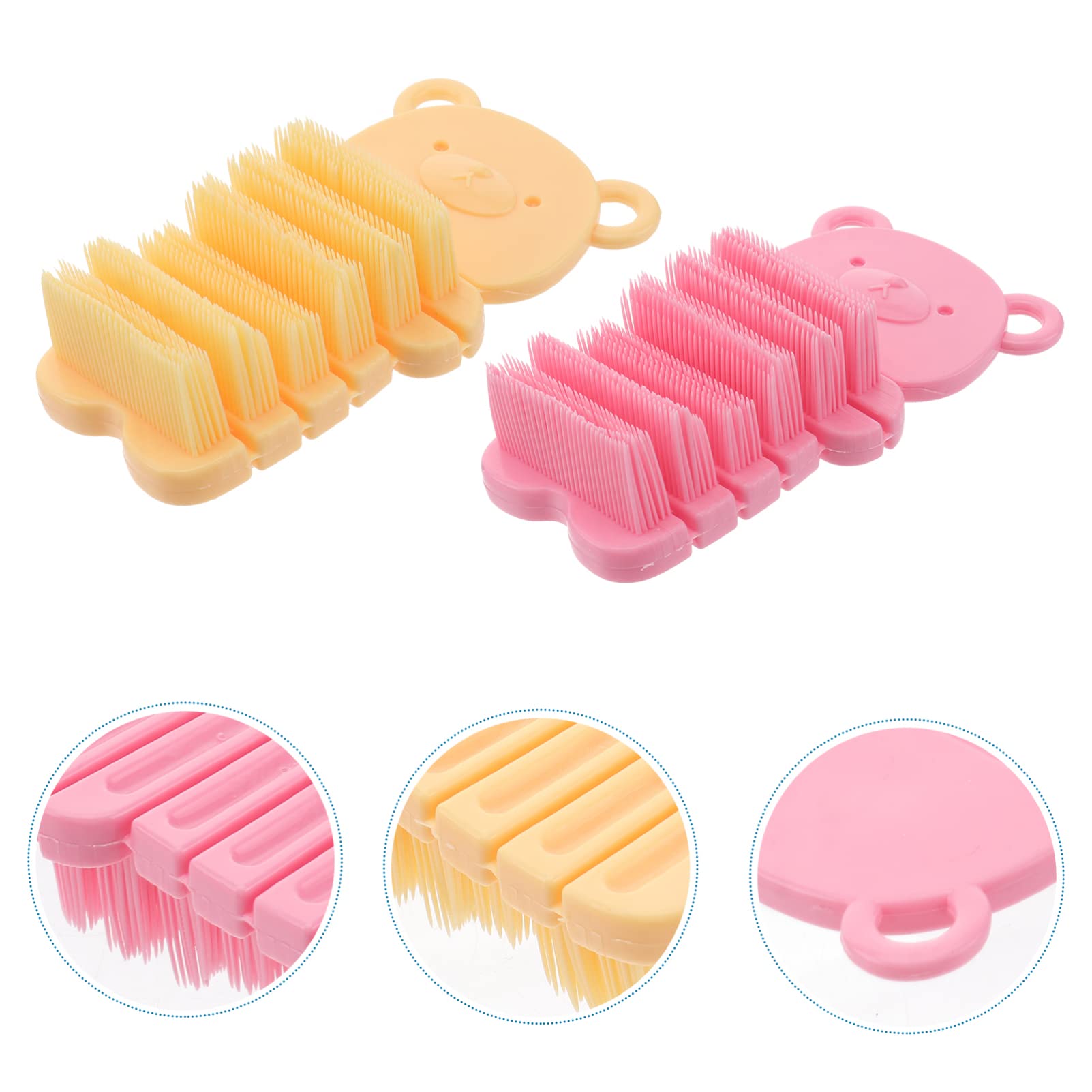 FRCOLOR 6pezzi Per Unghie e Mani Spazzole Per Rimozione e e Colori Giallo e Rosa