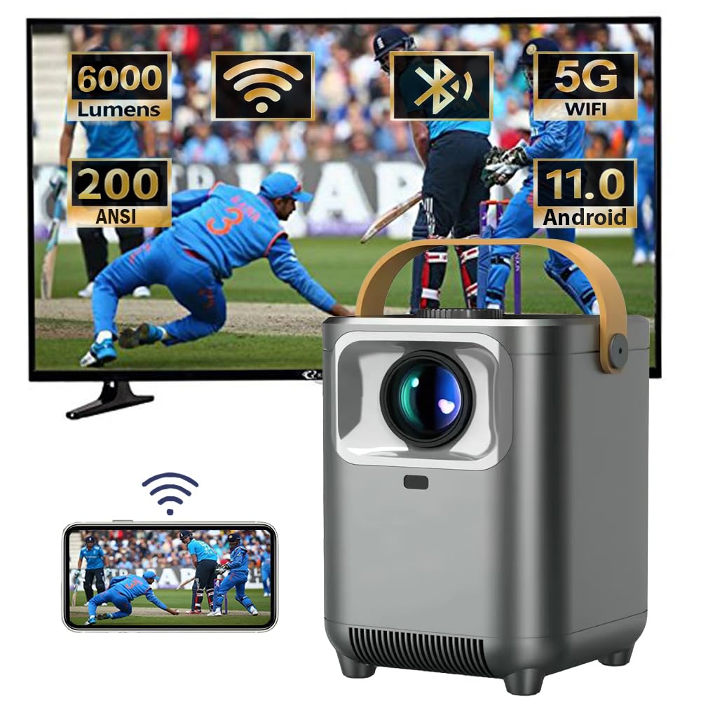 1080p Mini Projector for Room, 4K HD Wall Projector for Home, 120 ANSI 4000 Lumens, Portable WiFi Bluetooth Smart Android LED Cinema Theater Projecter for Bedroom-image-4
