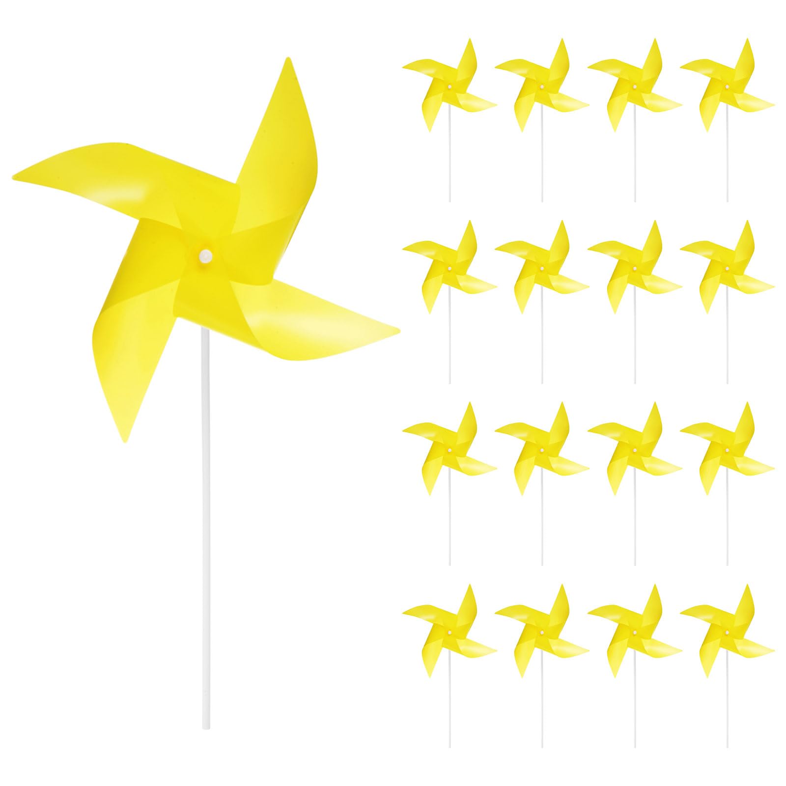 sourcing map 25 mulini a vento per cortile giardino 43,2 x 27,9 cm 4 foglie girandole mulini a vento filatori antivento impermeabili dispositivi per uccelli con paletti per decorazione patio, giallo