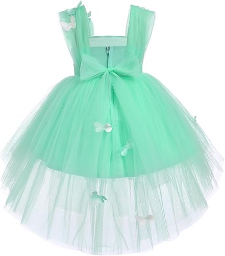Miniatura 2 de Vestido tutú de tul para niña pequeña, vestido de mariposa y flores para niña, trajes formales de cumpleaños, vestidos de pastel