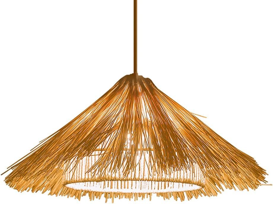 Lustre suspension en rotin tressé style bohème pour éclairage de maison
