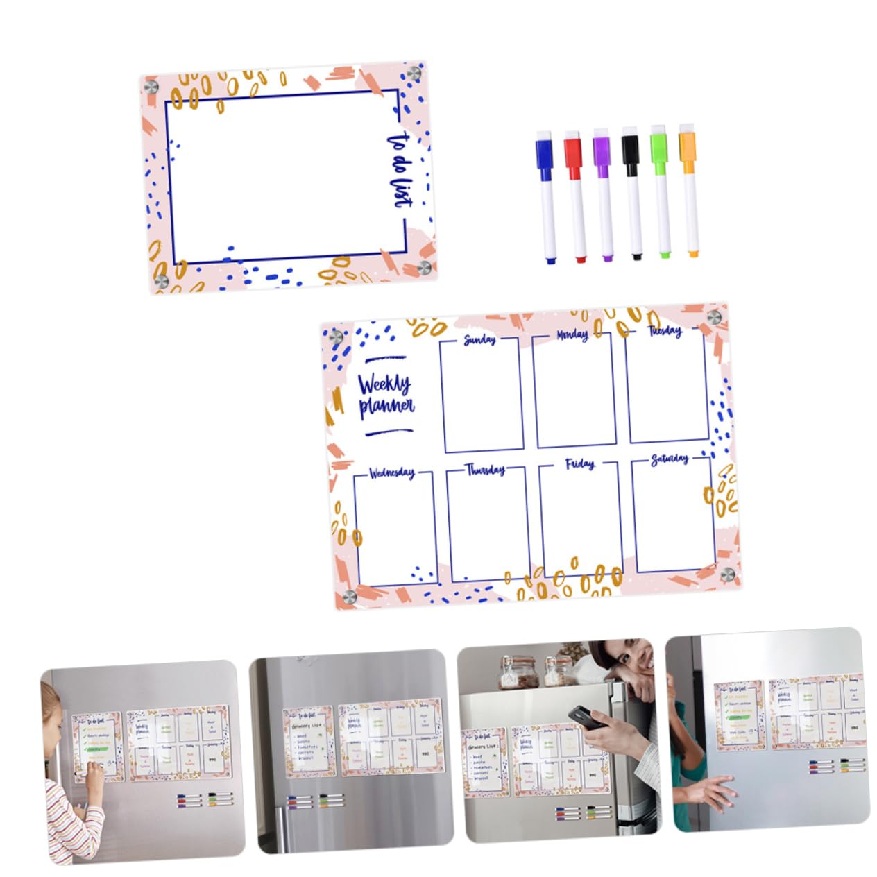 STOBOK 1satz Magnetische Wochenplaner Tafel Für Kühlschrank Abwischbare Acrylic Planungsboard Mit Whiteboard-stiften Für Tägliche Notizen Und Familienorganisation