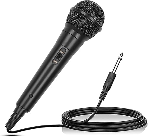 Micrófono de mano con cable, micrófono vocal dinámico cardioide de mano dual con interruptor de encendidoapagado, cable de 13 pies, conector de